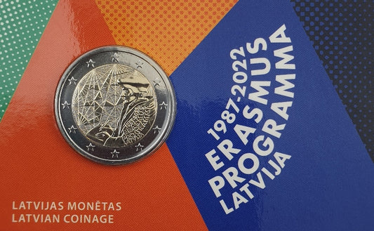 Λετονία - 2 Ευρώ 2022, 35 Χρόνια του Πρoγράμματος Erasmus, BU (Coin Card)