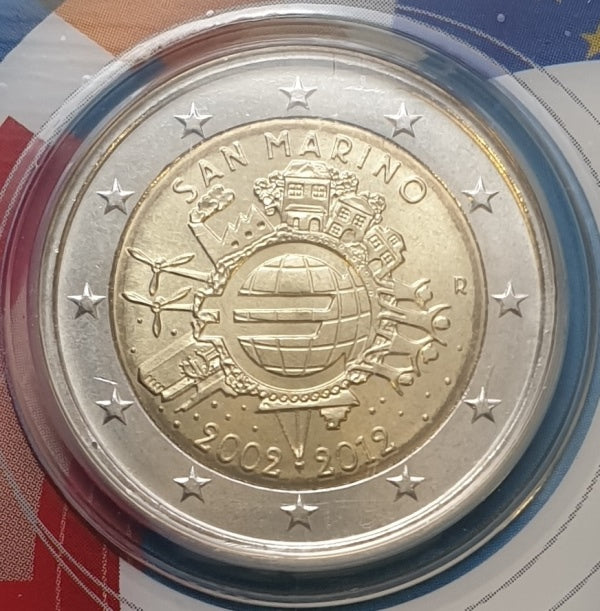 Άγιος Μαρίνος - 2 Ευρώ 2012, Επετειακό Ευρώ, (Coin Card)