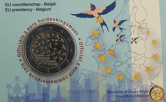 Βέλγιο - 2 Ευρώ 2024, Βελγική προεδρία του συμβουλίου της ΕΕ - Ολλανδική Γραφή, (Coin Card)