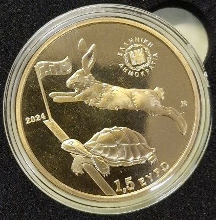 Ελλάδα - 1.5 Ευρώ 2024, ο λαγός και η χελώνα, Μύθοι Αισώπου