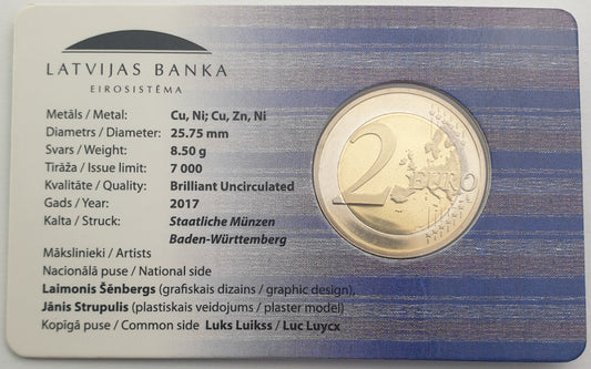 Λετoνία - 2 Ευρώ 2017, Latgale, (Coin Card)