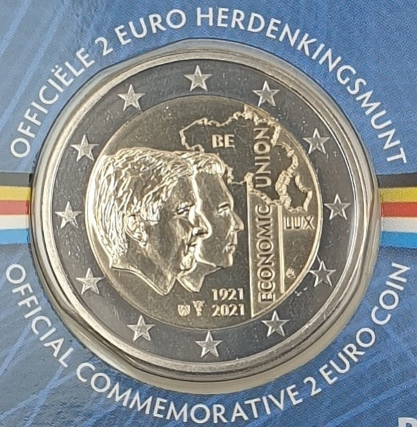 Βέλγιο - 2 Ευρώ 2021, Οικονομική Ένωση, (Coin Card)