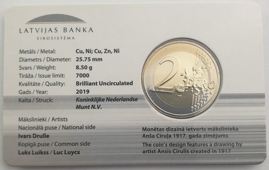 Λετoνία - 2 Ευρώ 2019, Ο Ανατέλλοντος Ήλιος, (Coin Card)