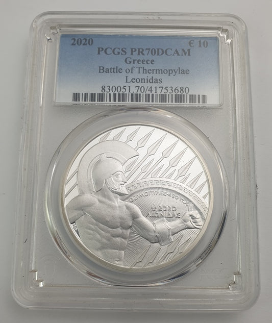 Ελλάδα - 10 Ευρώ 2020 (PR 70 DCAM), Θερμοπύλες, Ασημένιο PROOF