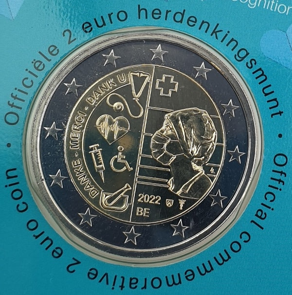 Βέλγιο - 2 Ευρώ 2022, Ήρωες της υγειονομικής περίθαλψης COVID-19, (Coin Card)