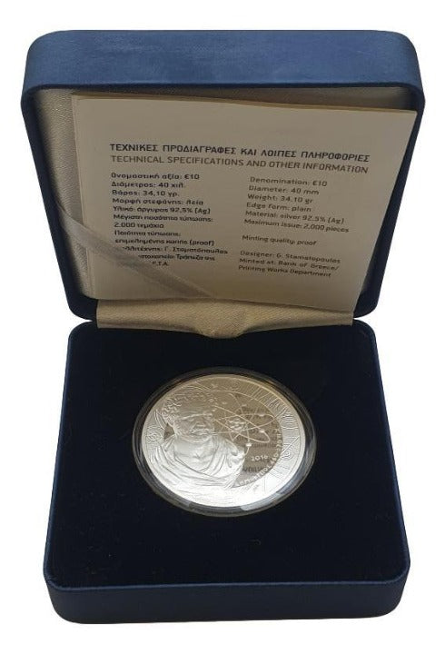 Ελλάδα - 10 Ευρώ 2016, Δημόκριτος, Ασημένιο PROOF