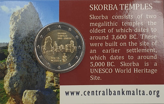 Μάλτα - 2 Ευρώ 2020, Ναοί Σκορμπά, (Coin Card)