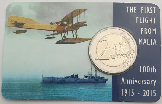 Μάλτα - 2 Ευρώ 2015, Πρώτη πτήση από τη Μάλτα, (Coin Card)