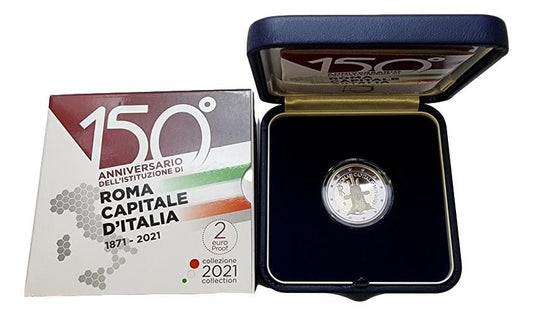 Ιταλία - 2 Ευρώ 2021, 150η Eπέτειος από την ίδρυση της πρωτεύουσας της Ιταλίας στη Ρώμη, PROOF