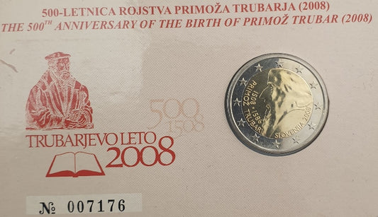 Σλοβενία - 2 Ευρώ 2008, Πρίμοζ Τρούμπαρ, (Coin Card)