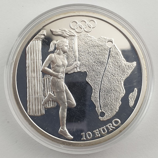 Ελλάδα - 10 Ευρώ 2004, Λαμπαδηδρομία Ολυμπιακών Αγώνων - Αφρική, Ασημένιο