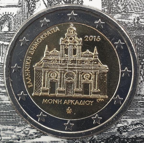 Ελλάδα - 2 Ευρώ 2016, 150 Χρόνια Από Την Πυρπόληση Της Μονής Αρκαδίου, (Coin Card)