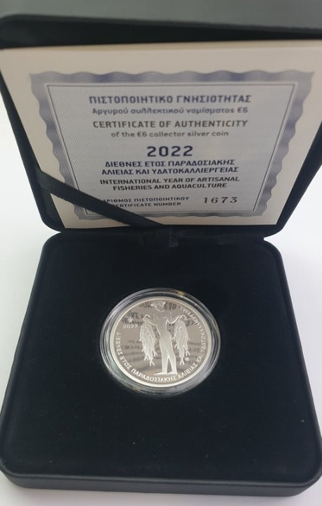 Ελλάδα - 6 Ευρώ 2022, Διεθνές Έτος Παραδοσιακής Αλιείας και Υδατοκαλλιέργειας, Ασημένιο PROOF