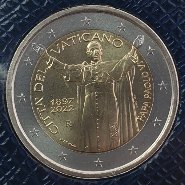 Βατικανό - 2 Ευρώ 2022, 125η Επέτειος από τη γέννηση του Πάπα Παύλου VI, (Coin Card)