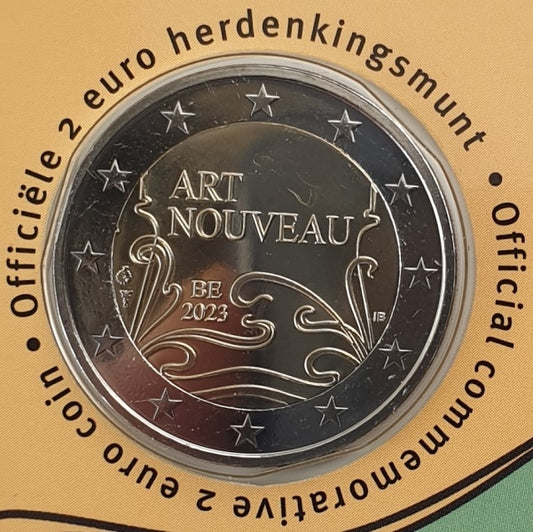 Βέλγιο - 2 Ευρώ 2023, 130 χρόνια της Art Nouveau - Ολλανδική Γραφή, (Coin Card)