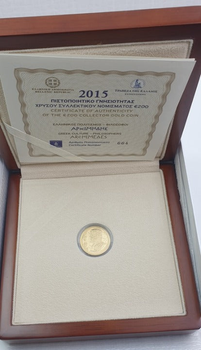Ελλάδα - 200 Ευρώ 2015, Αρχιμήδης, Χρυσό PROOF