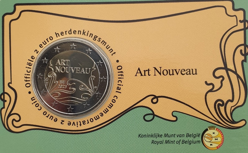Βέλγιο - 2 Ευρώ 2023, 130 χρόνια της Art Nouveau - Ολλανδική Γραφή, (Coin Card)