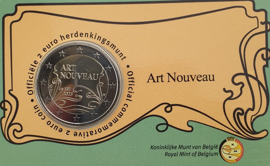 Βέλγιο - 2 Ευρώ 2023, 130 χρόνια της Art Nouveau - Ολλανδική Γραφή, (Coin Card)