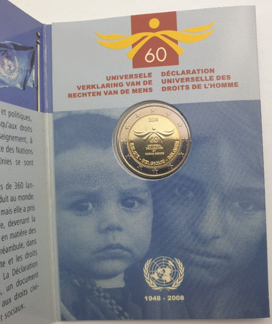 Βέλγιο - 2 Ευρώ 2008, 60th Anniversary of the Universal Declaration of Human Rights, Coin Card
