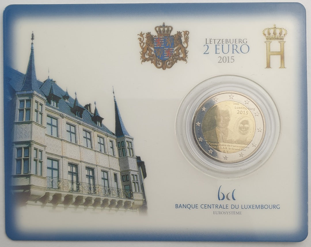 Λουξεμβούργο - 2 Ευρώ 2015, Henri I Accession, (Coin Card)