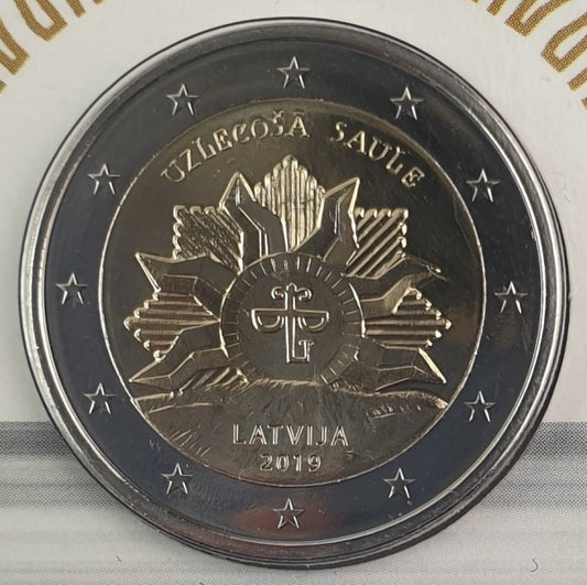 Λετονία - 2 Ευρώ 2019, Ανατέλλων Ήλιος, (Coin Card)