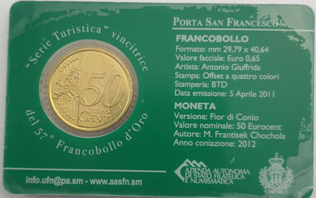 Άγιος Μαρίνος - 50 Λεπτό 2012, Porta San Francesco, (Coin Card)