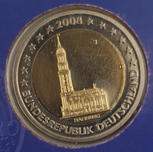 Γερμανία - 2 Ευρώ 2008 J, Αμβούργο, (Coin Card)