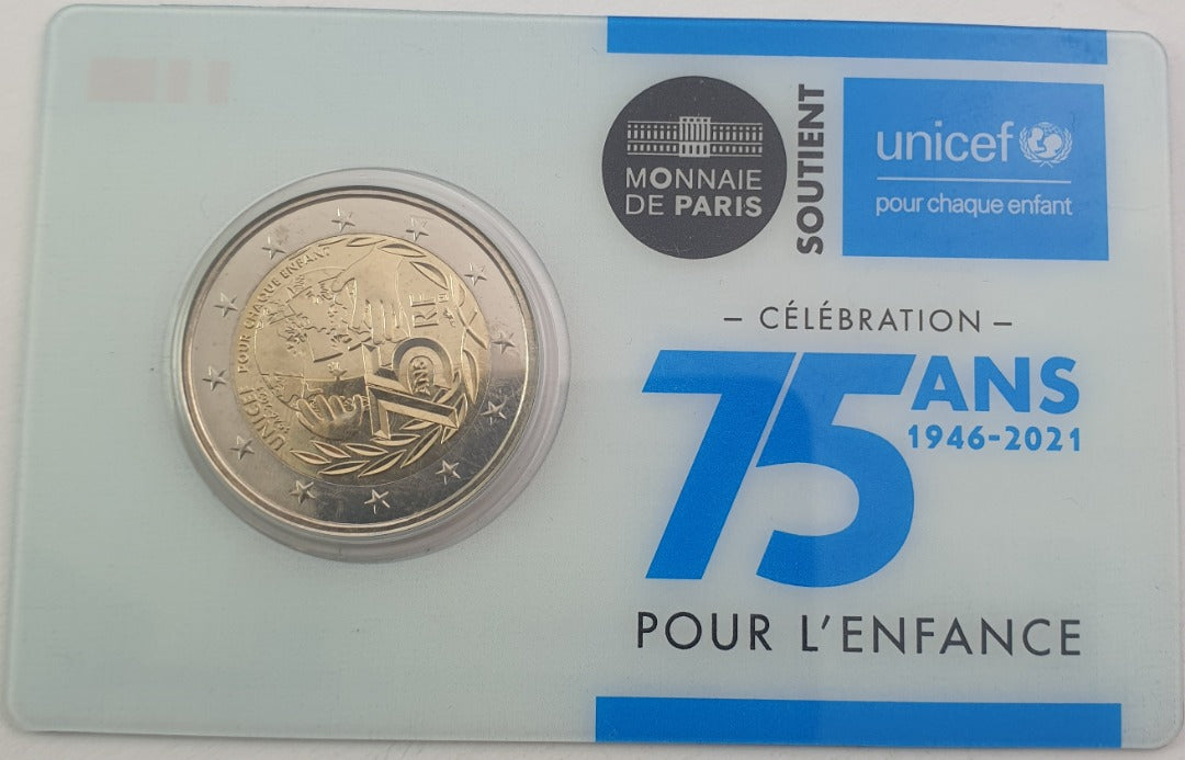 Γαλλία - 2 Ευρώ 2021, Unicef, Coin Card