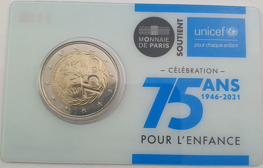 Γαλλία - 2 Ευρώ 2021, Unicef, Coin Card