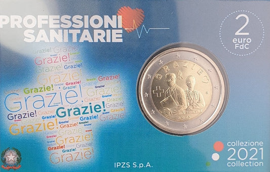 Ιταλία - 2 Ευρώ 2021, Επαγγέλματα Υγείας, (Coin Card)