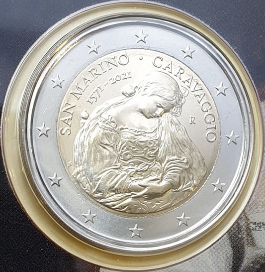 Άγιος Μαρίνος - 2 Ευρώ 2021, Καραβάτζιο, (Coin Card)
