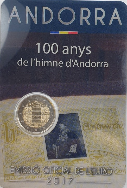 Ανδόρρα - 2 Ευρώ 2017, 100 Χρόνια ύμνος της Ανδόρρας, (Coin Card)