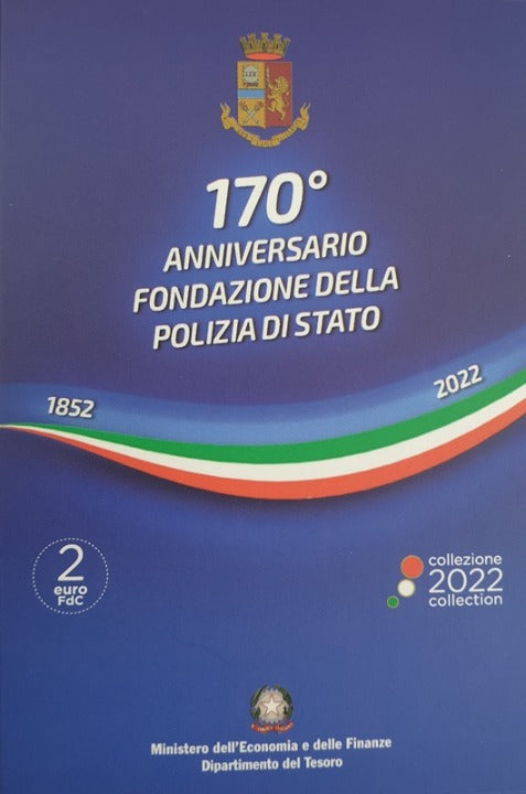 Ιταλία - 2 Ευρώ 2022, 170η Επέτειος Ίδρυσης της Κρατικής Αστυνομίας, (Coin Card)