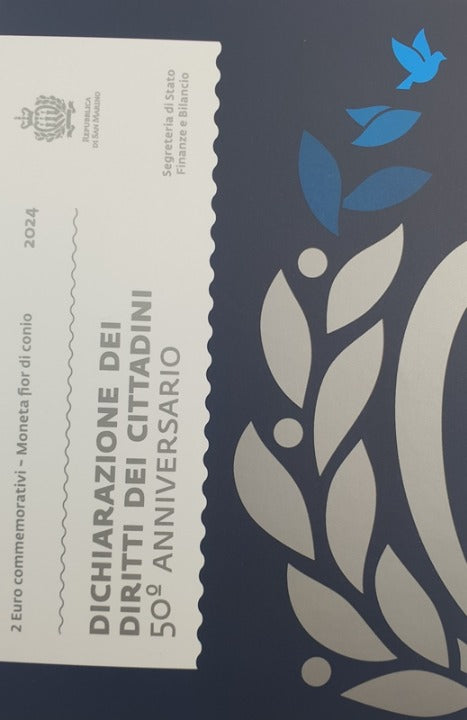Άγιος Μαρίνος - 2 Ευρώ 2024, 50 Χρόνια Πολιτικών Δικαιωμάτων, (Coin Card)