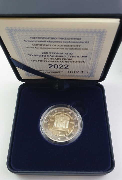 Ελλάδα - 2 Ευρώ 2022, 200 Χρόνια από το πρώτο Ελληνικό Σύνταγμα, PROOF