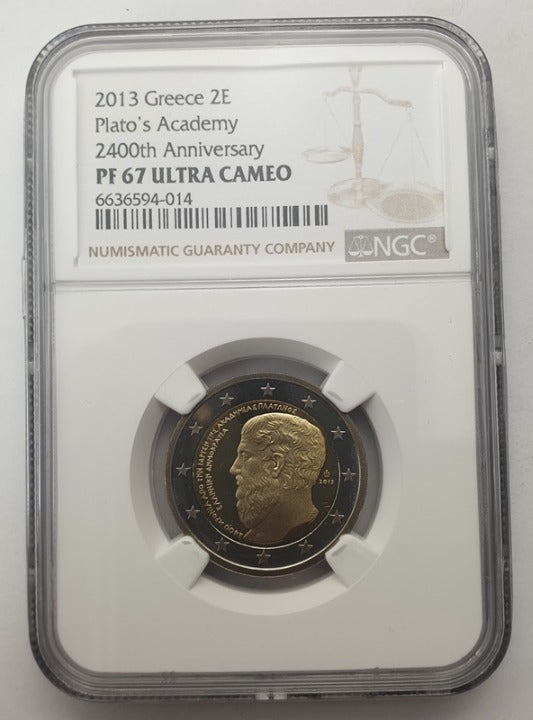 Ελλάδα - 2 Ευρώ 2013 (PF 67 ULTRA CAMEO), 2.400 Χρόνια από την ίδρυση της Ακαδημίας Πλάτωνος, PROOF