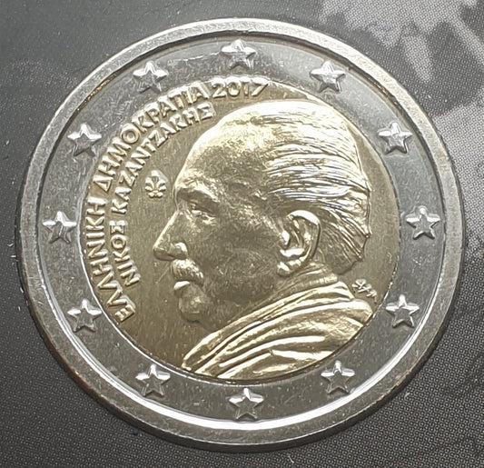 Ελλάδα - 2 Ευρώ 2017, Νίκος Καζαντζάκης, (Coin Card)