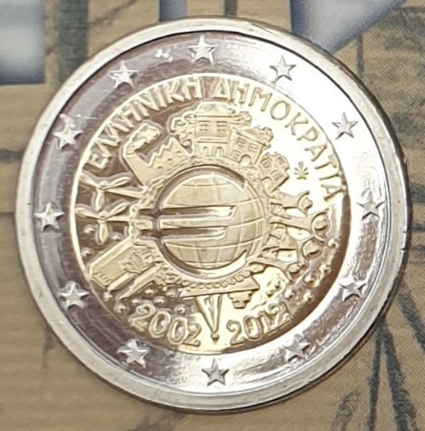 Ελλάδα - 2 Ευρώ 2012, 10 Χρόνια Ευρώ, (Coin Card)