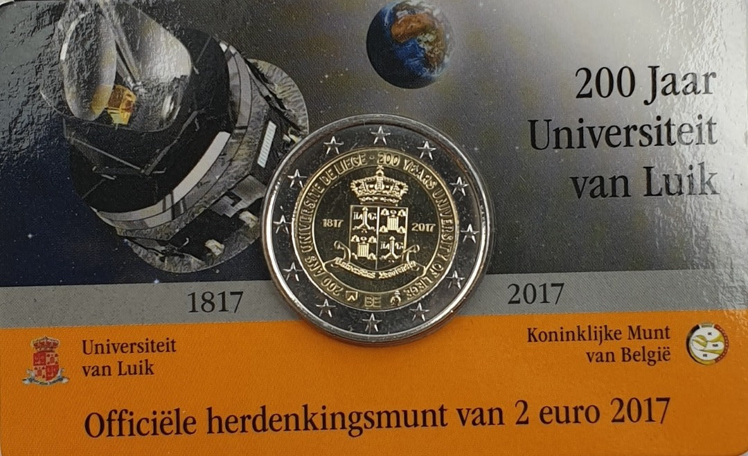 Βέλγιο - 2 Ευρώ 2017, 200 Χρόνια Πανεπιστήμιο Λιέγη, (Coin Card)