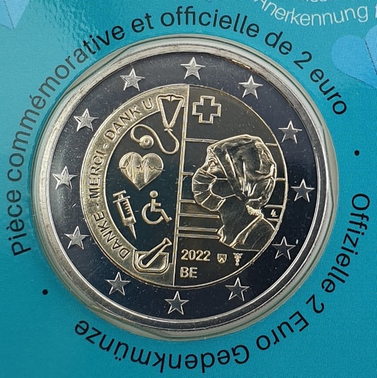 Βέλγιο - 2 Ευρώ 2022, Ήρωες της υγειονομικής περίθαλψης COVID-19 - Ολλανδική Γραφή, (Coin Card)
