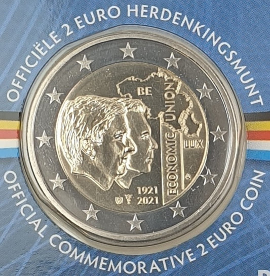 Βέλγιο - 2 Ευρώ 2021, Οικονομική Ένωση, (Coin Card)