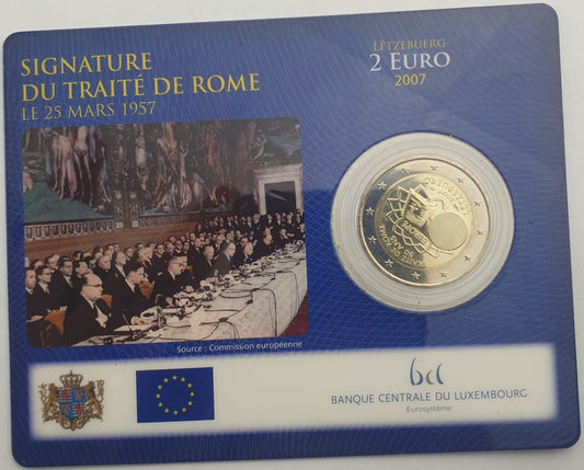 Λουξεμβούργο - 2 Ευρώ 2007, Henri I Treaty of Rome, (Coin Card)