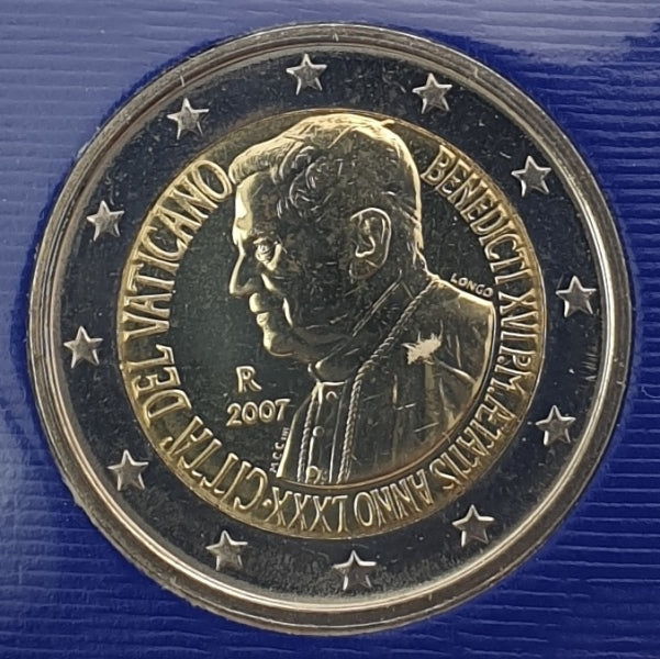 Βατικανό - 2 Ευρώ 2007, 80α Γενέθλια του Αγιώτατου Βενέδικτου του XVI, (Coin Card)