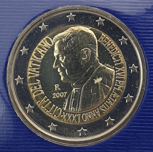 Βατικανό - 2 Ευρώ 2007, 80α Γενέθλια του Αγιώτατου Βενέδικτου του XVI, (Coin Card)