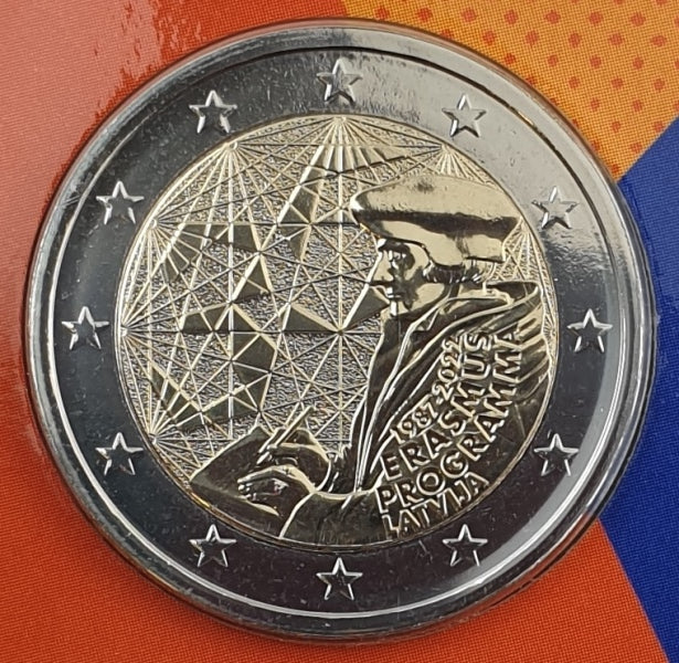 Λετονία - 2 Ευρώ 2022, 35 Χρόνια του Πρoγράμματος Erasmus, BU (Coin Card)