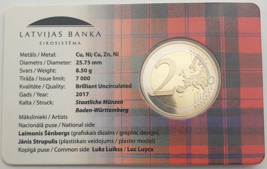 Λετoνία - 2 Ευρώ 2017, Kurzeme, (Coin Card)