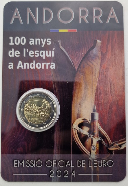 Ανδόρρα - 2 Ευρώ 2024,Centenary of skiing, (Coin Card)