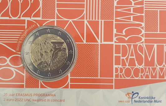 Ολλανδία - 2 Ευρώ 2022, 35 Χρόνια του Πρoγράμματος Erasmus, BU (Coin Card)