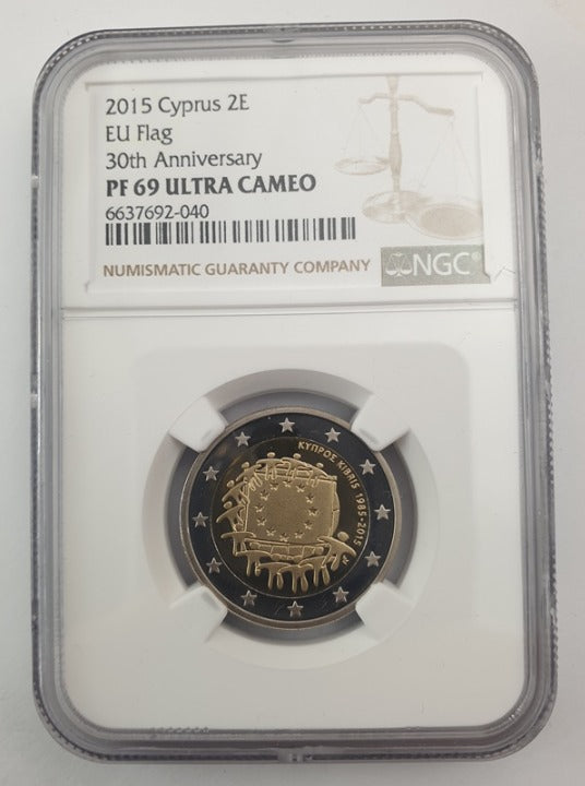 Κύπρος - 2 Ευρώ 2015 (PF 69 ULTRA CAMEO), Σημαία 2015, PROOF