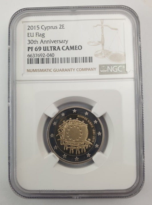 Κύπρος - 2 Ευρώ 2015 (PF 69 ULTRA CAMEO), Σημαία 2015, PROOF